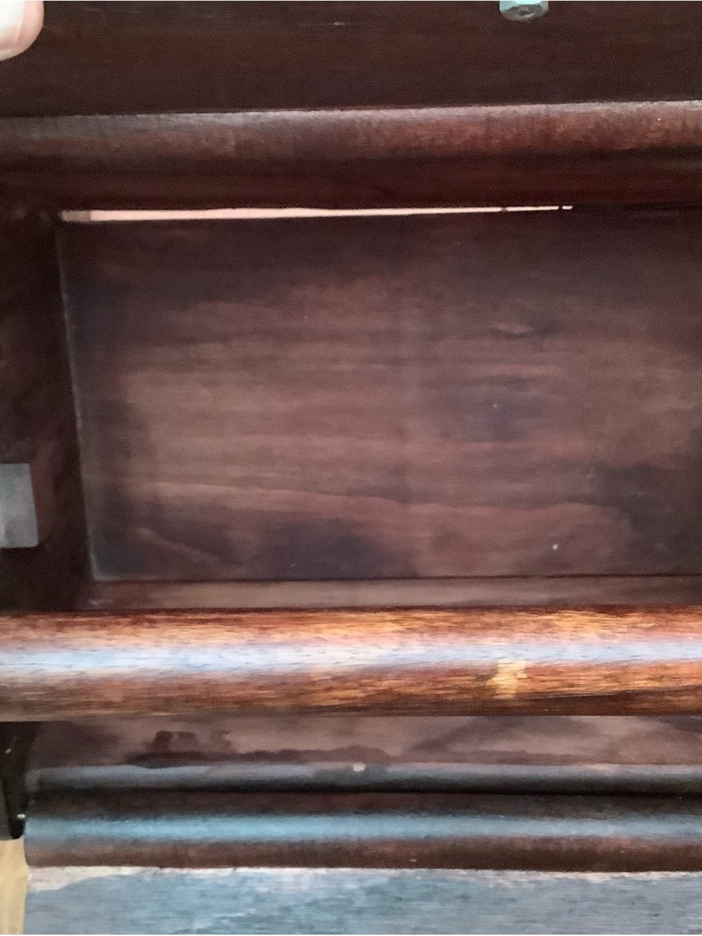 Handcrafted Dark Mahogany Sewing Box with Handle - Picture 10 of 17